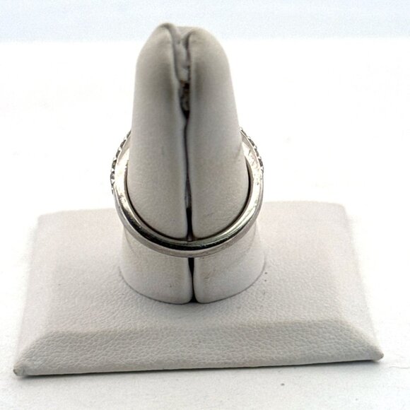 Estate Sterling Silver 925 Engagement Ring Size 7, Round CZ, Pave Band, 5.2g - Picture 3 of 8